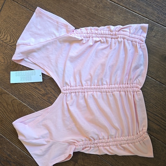 Urban Outfitters Tops - Urban Outfitters Light Pink Ruched V‑Neck Crop Top NWOT